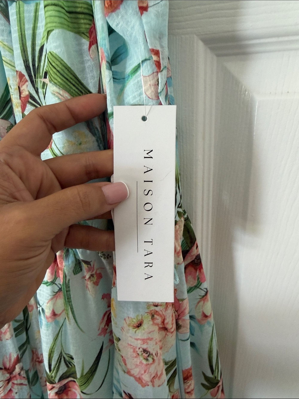 Maison Tara Pastel Blue Floral Halter Sundress - Picture 5 of 5